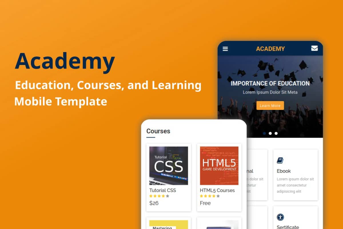 Academy – 在线教育手机模板