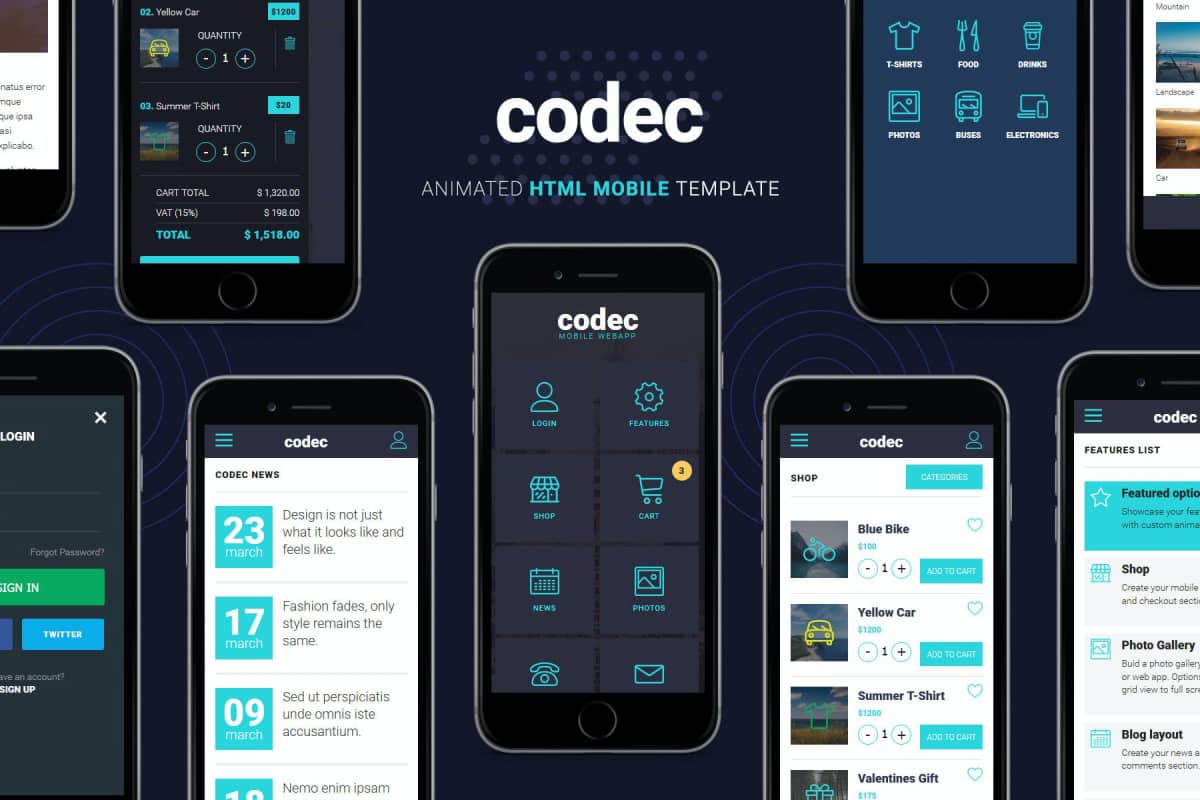 Codec – 手机移动 HTML 模板