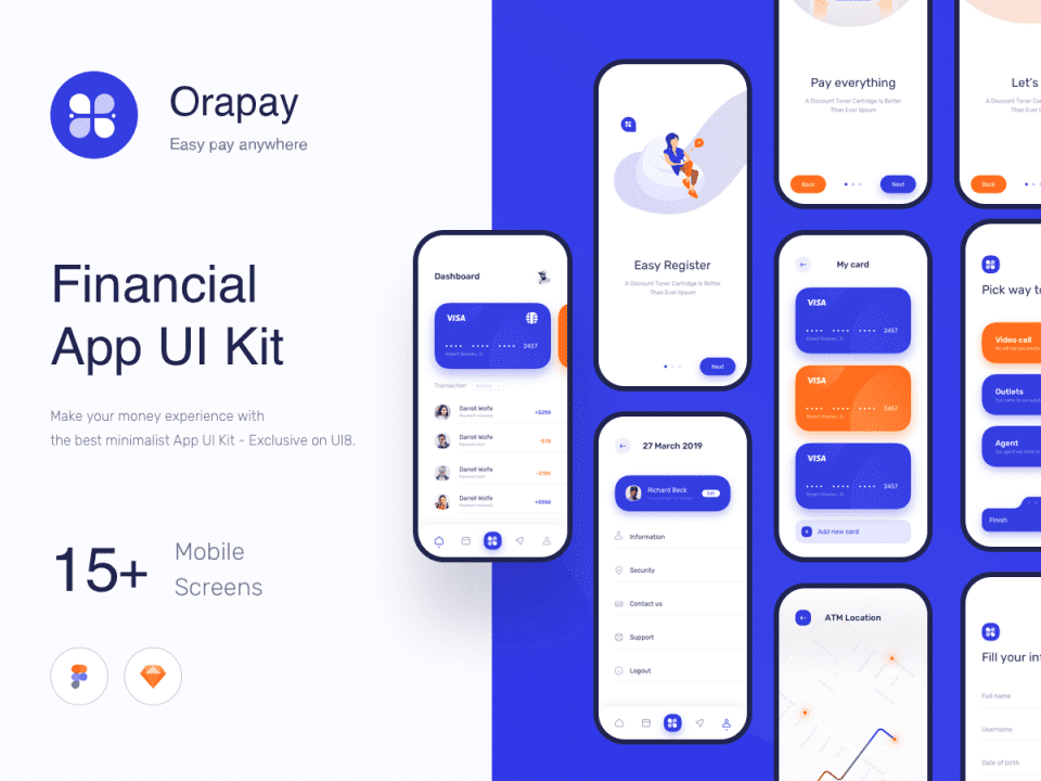 金融 UI Kits – 银行 App