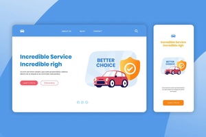 汽车保险概念扁平矢量插画