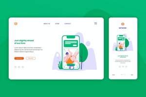 绿色健康休闲扁平矢量插画