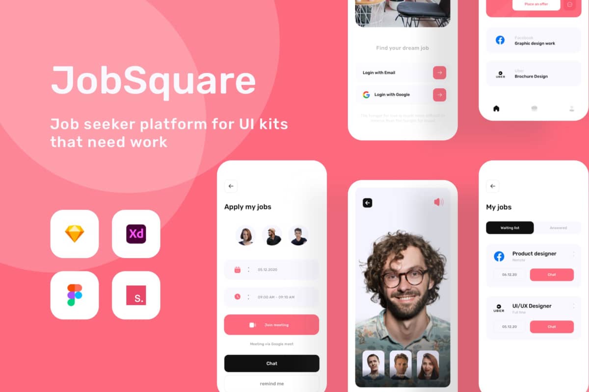 Jobsquare-职位空缺应用程序UI套件