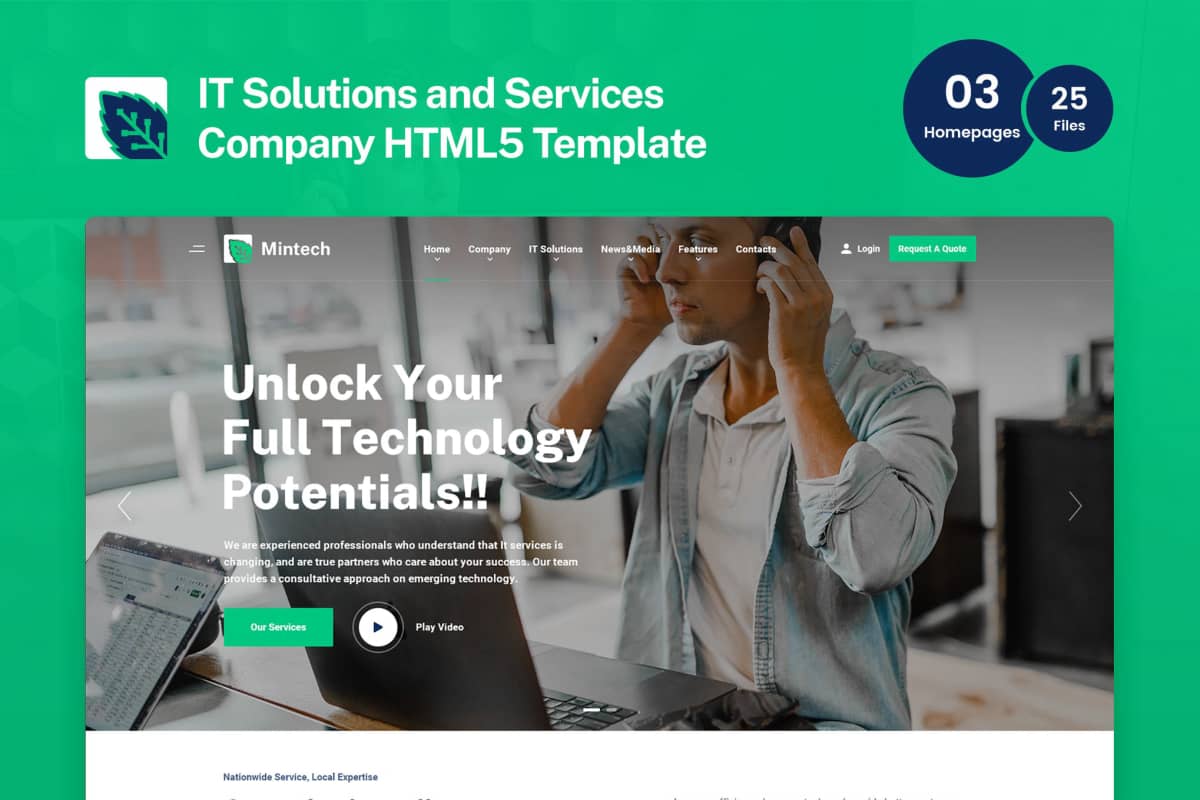 Mintech-IT解决方案和服务HTML5模板