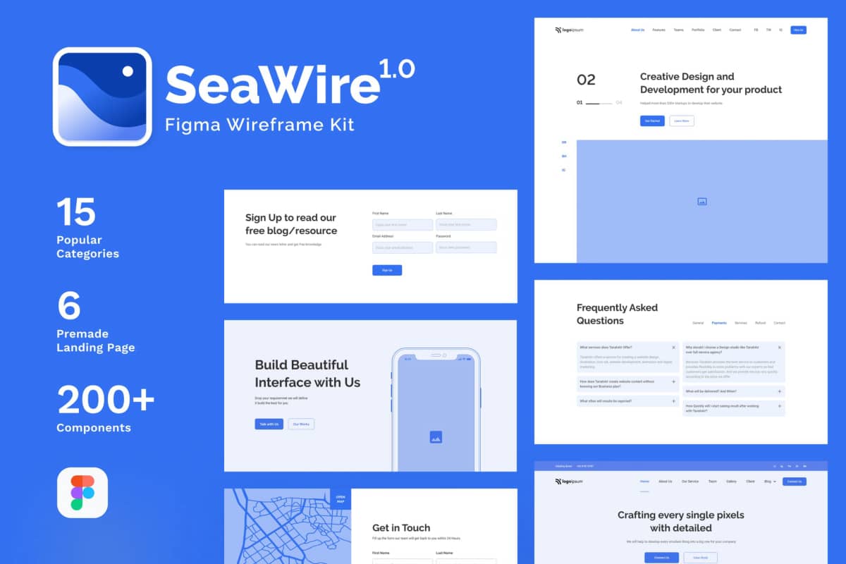 SeaWire-用于网站的Figma线框套件