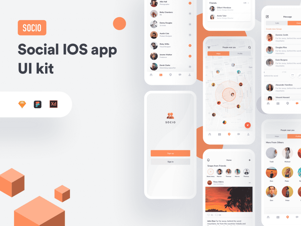 Socio 社交网络 IOS app ui kit